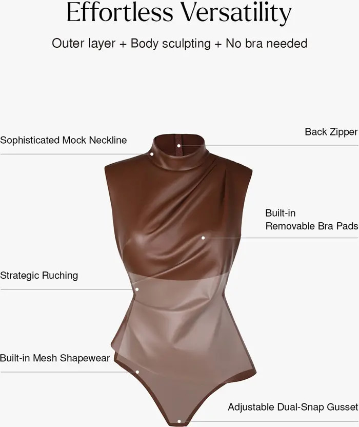 Popilush Sculpting 3-in-1 Faux Leather Bodysuit | Nordstrom | Nordstrom
