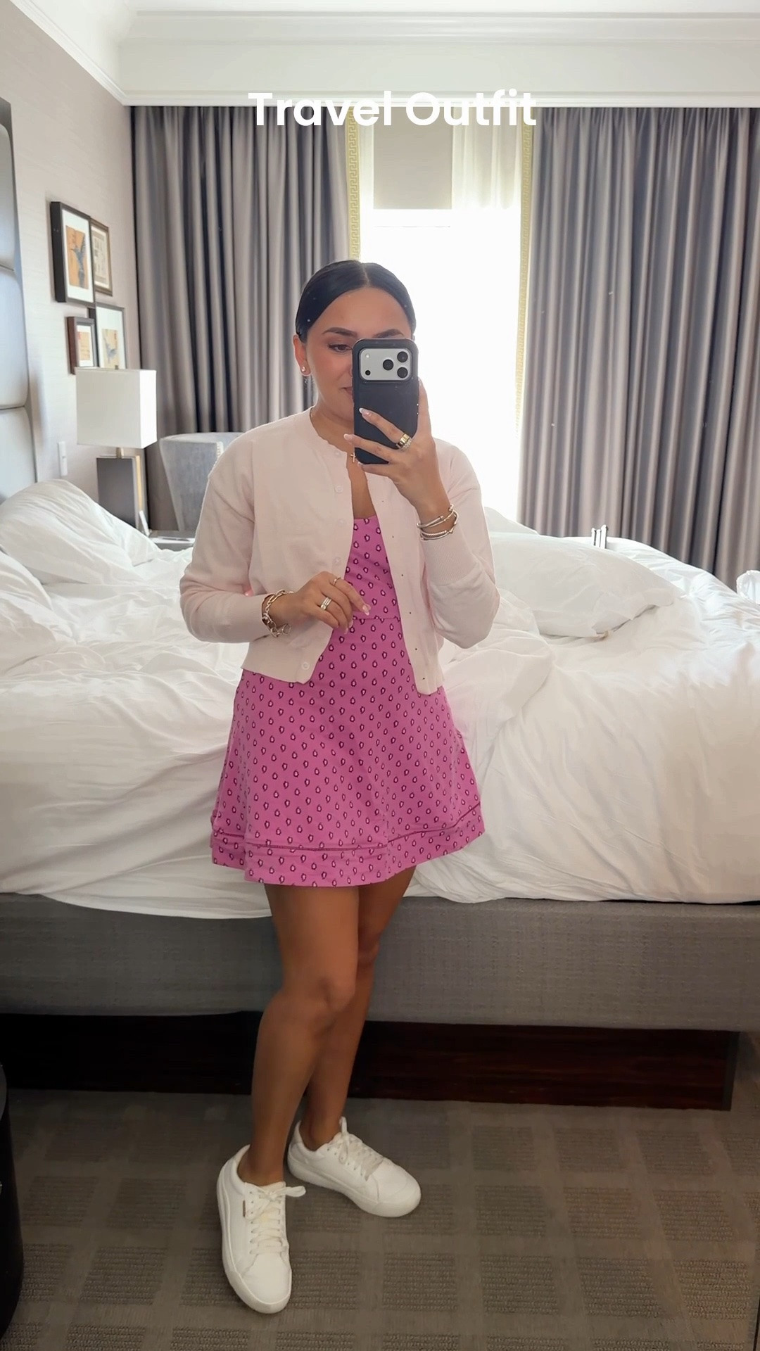 Today’s Travel outfit!
Athletic dress with shorts size xs TTS 
Cardigan size small TTS 
Sneakers size 6.5 TTS

#LTKPetite #LTKActive #LTKTravel
