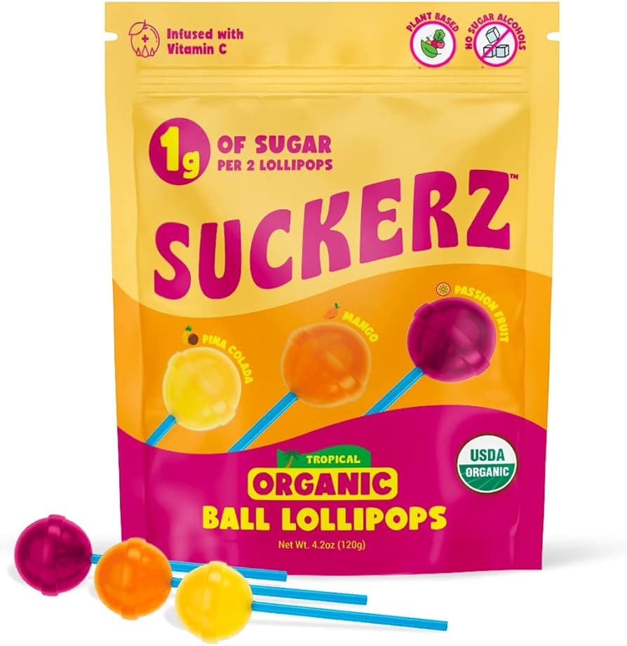 Suckerz Ball Lollipops (1 Pack, 10 Pieces), Pina Colada Passion Fruit and Mango Ball Lollipops, V... | Amazon (US)