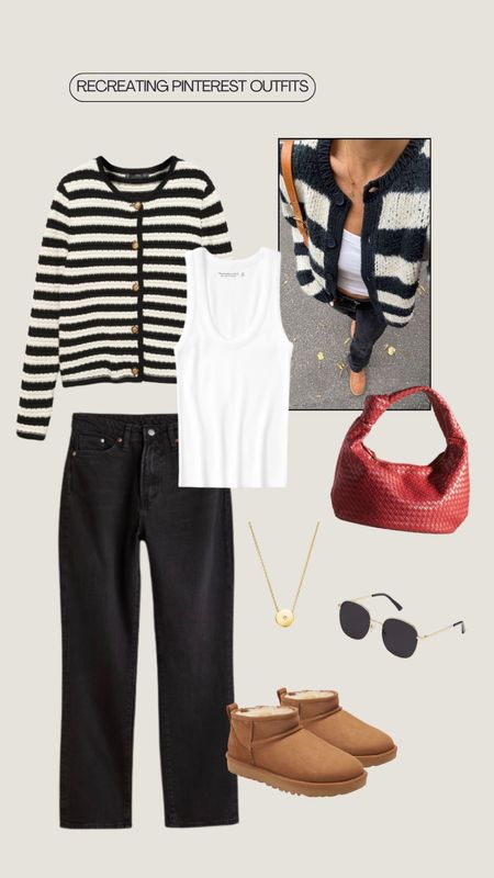 Fall Outfit Style - Striped Sweater Outfit w/ a pop of red 🖤

#LTKstyletip #LTKSeasonal #LTKitbag