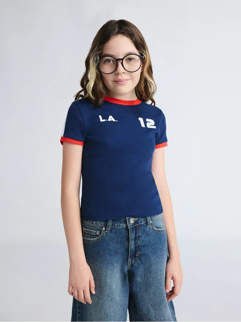 Weekend Academy Girls Short Sleeve Baby Tee, Sizes 4-18 | Walmart (US)