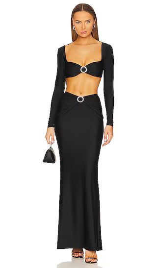 X Revolve Long Sleeve Bustier Gown in Black | Revolve Clothing (Global)