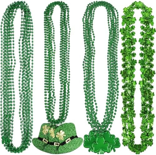 Moon Boat 36PCS St. Patrick's Day Clover Necklaces Green Beads Shamrock Party Supplies Irish Deco... | Amazon (US)