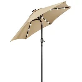 ABCCANOPY 9ft Patio Solar Umbrella LED Outdoor Umbrella with Tilt and Crank, Khaki | Walmart (US)