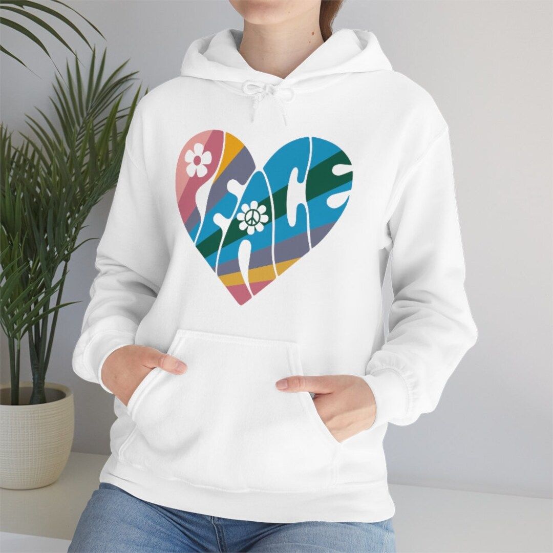 Peace Hoodie - Unisex - Hooded Sweatshirt - Love Peace sign - White Hoodie | Etsy (NL)