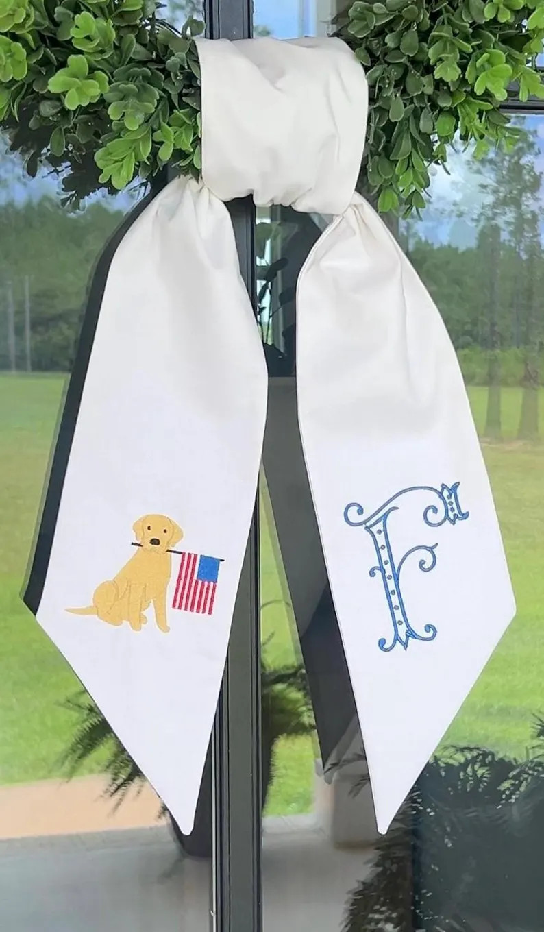 Patriotic 4th of July Labrador OR Labradoodle Dog Wreath Sash Front Door - Etsy | Etsy (US)