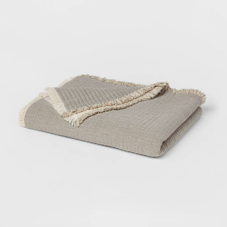 60"x80" Woven Bed Throw Gray - Threshold™ | Target
