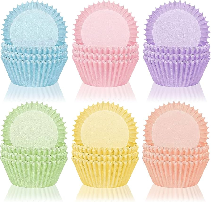 Whaline 300Pcs Colorful Cupcake Liners Pastel Color Cupcake Wrappers Baking Cup Light Pink Blue P... | Amazon (US)
