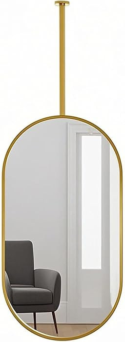 Ceiling Mirror - Oval Black/Gold Bathroom Mirror - Extremely Narrow Bezel Design - HD Hairdressin... | Amazon (US)