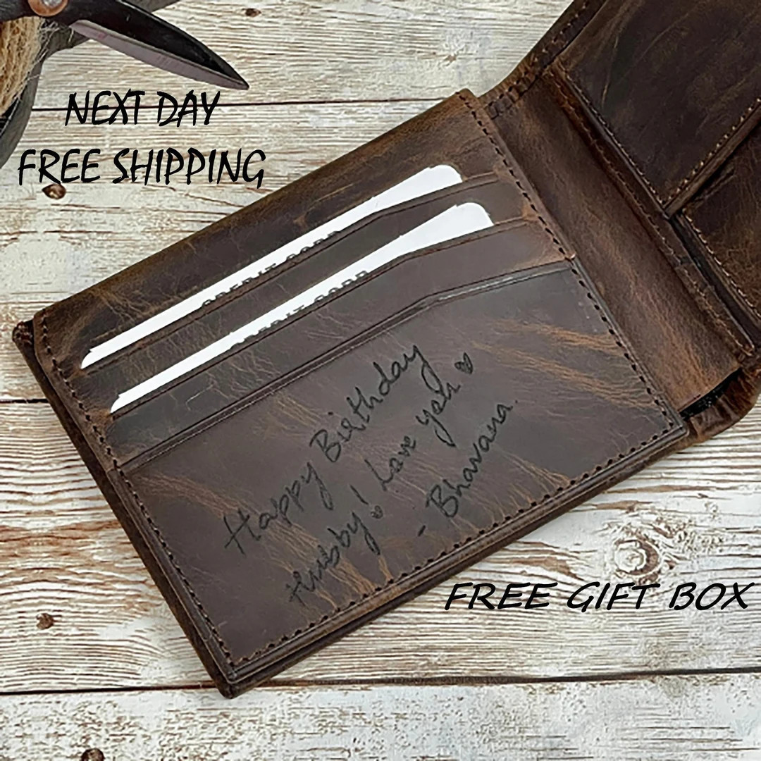 Handwriting Wallet | Leather Wallet For Men | Personalized Wallet Gifts | Handwriting Gift For Hi... | Etsy (US)