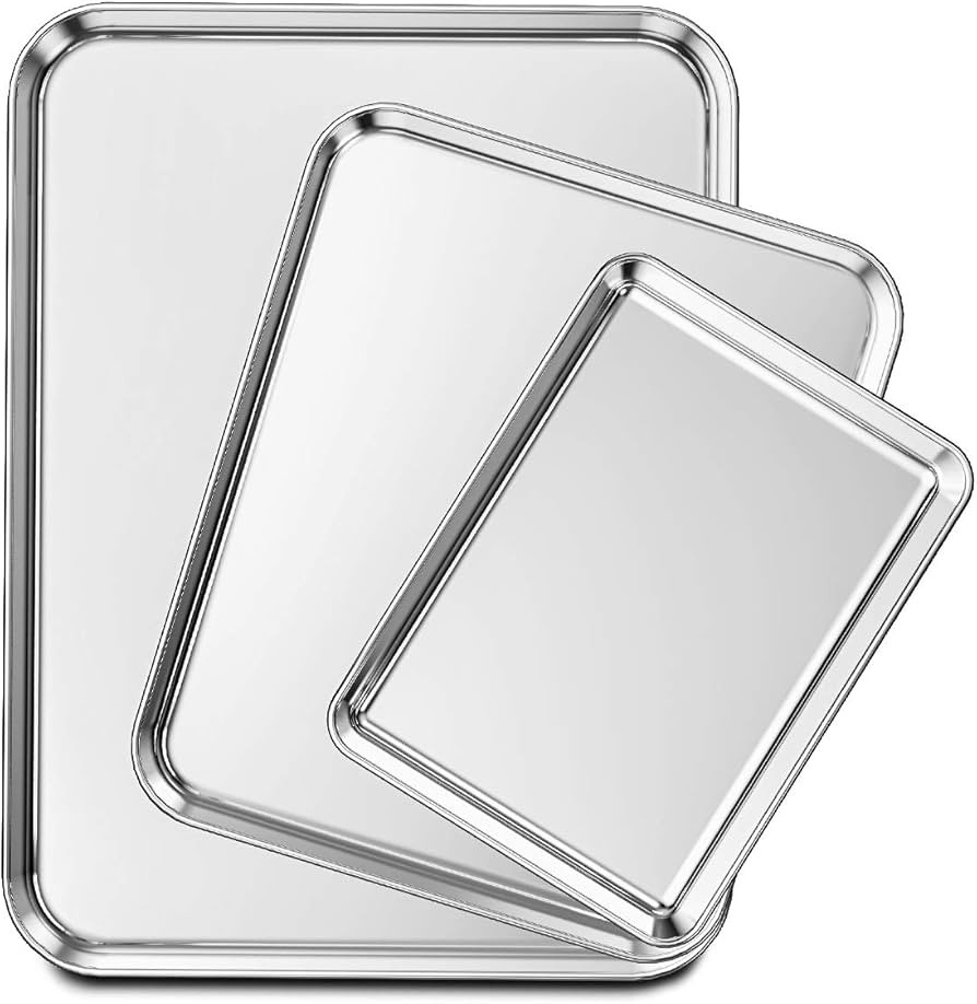 Wildone Baking Sheet Set of 3, Stainless Steel Cookie Sheet Baking Sheet Pan, 9/12/16 Inch, Non T... | Amazon (US)