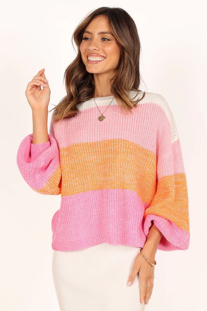 Danielle Knit Sweater - Pink Stripe | Petal & Pup (US)