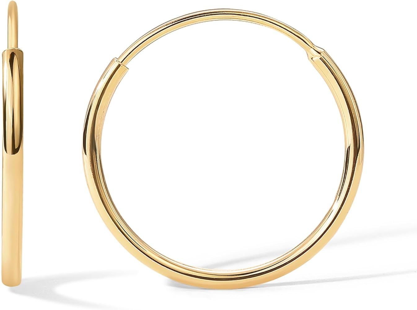 PAVOI 14K Gold Lightweight Infinity Sleeper Hoops | Thin Endless Infinity Huggie Hoop Earrings fo... | Amazon (US)
