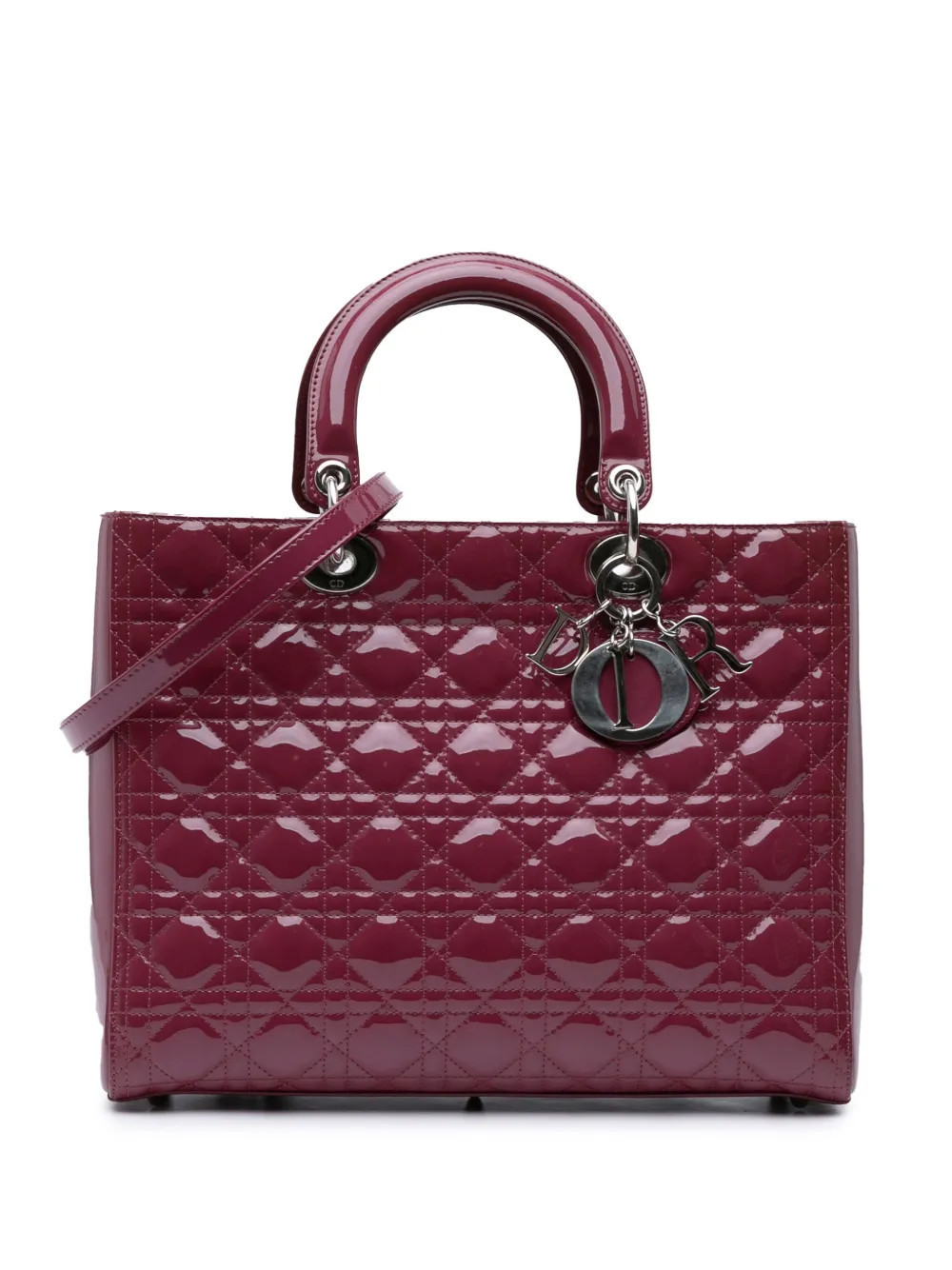Christian Dior Pre-Owned 2012 Large Patent Cannage Lady Dior satchel - Pink | Farfetch Global