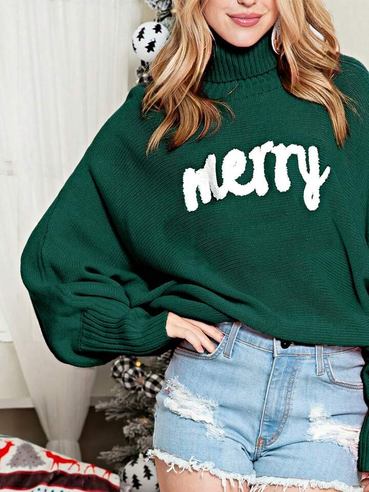 Boho Retro Vintage  90's  Drop Shoulder Dolman Sleeve Turtle Mock Neck Blue Green Pink Rose Strip... | SHEIN