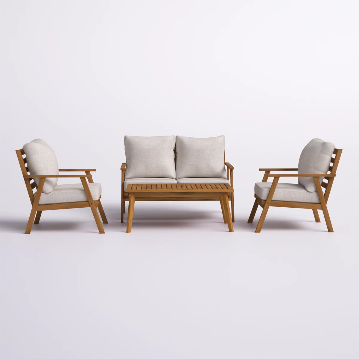 4-Piece 4-Person Acacia Wood Outdoor Conversation Set | Wayfair North America