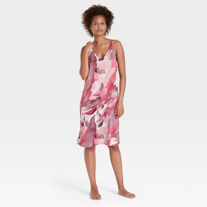 Women's Abstract Print Satin Chemise - Stars Above™ Pink | Target