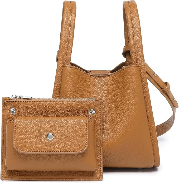 Mini Crossbody Purse - Small Faux Leather Bucket Bag for Women with Zipper Top Handle Adjustable ... | Amazon (US)