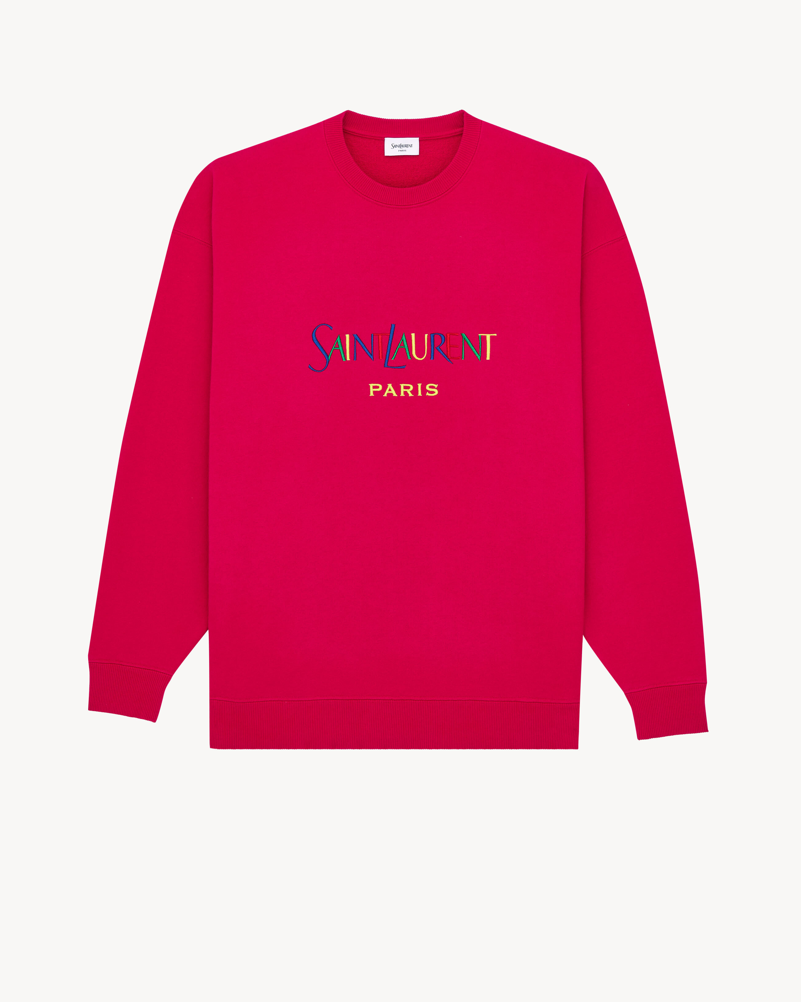 fleece sweatshirt made with certified cotton, featuring a crewneck and multicolored SAINT LAURENT... | Saint Laurent Inc. (Global)