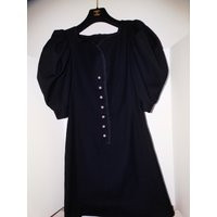 Bergdorf Goodman New York Puff Sleeve Wool Black Dress | Etsy (US)