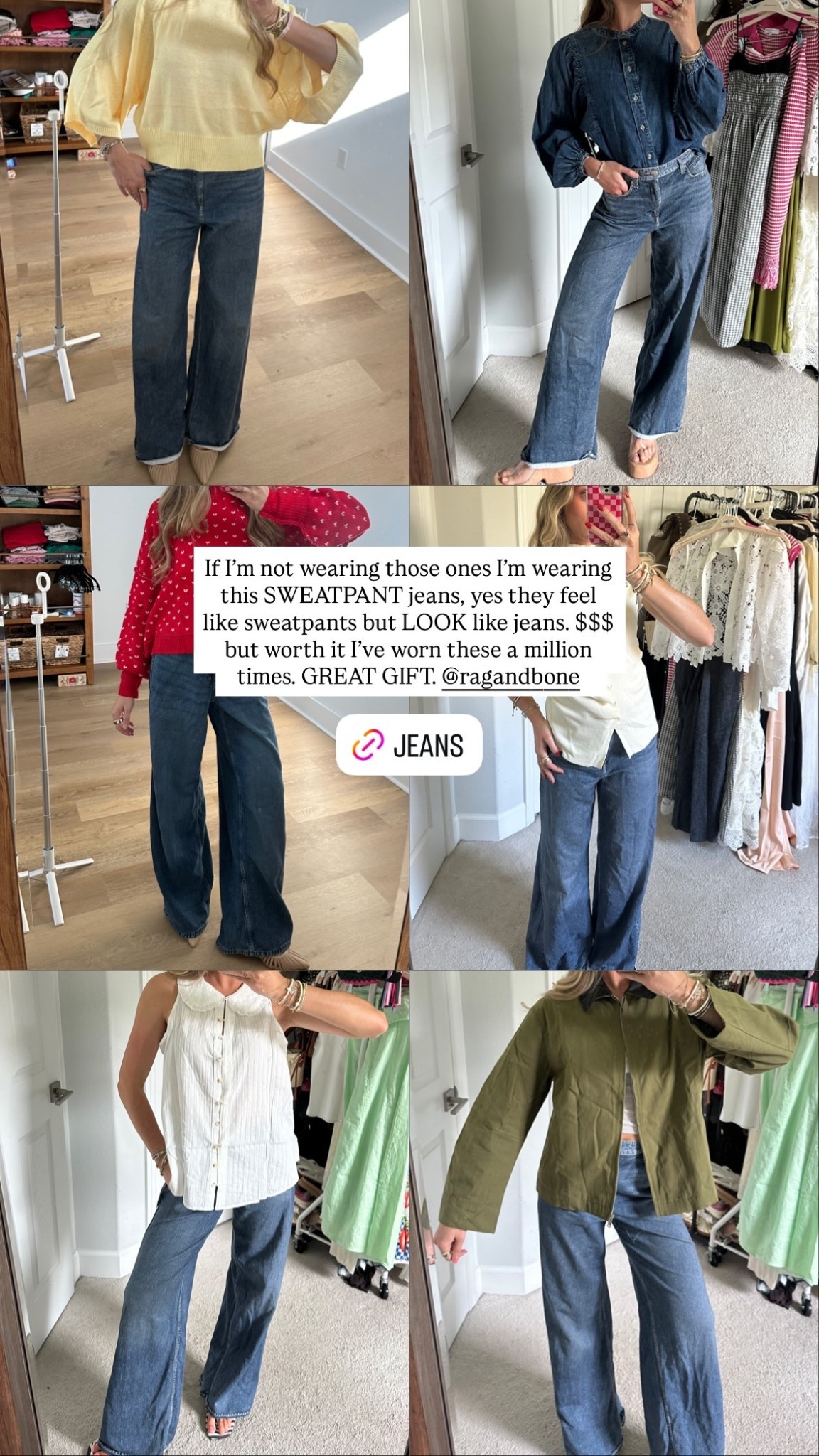 If I’m not wearing those ones I’m wearing this SWEATPANT jeans, yes they feel like sweatpants but LOOK like jeans. $$$ but worth it I’ve worn these a million times. GREAT GIFT. @ragandbone