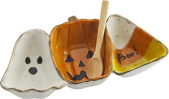 Mud Pie Halloween Stoneware Candy Bowl Dish, Divided | Amazon (US)