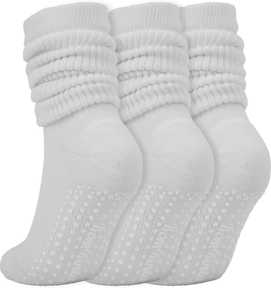 BomKinta Women Grippy Pilates Socks - Non-Slip Gripper Slouch Sock - Scrunch Crew Socks for Yoga ... | Amazon (CA)