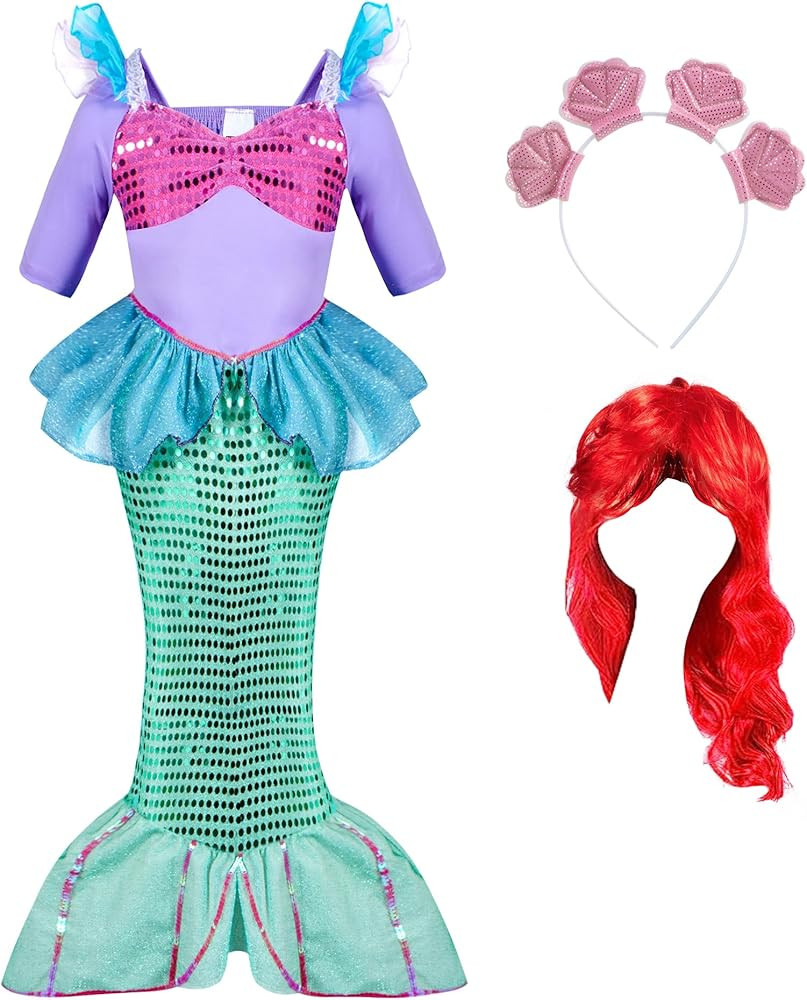 Spooktacular Creations Deluxe Mermaid Costume Set with Red Wig | Amazon (US)