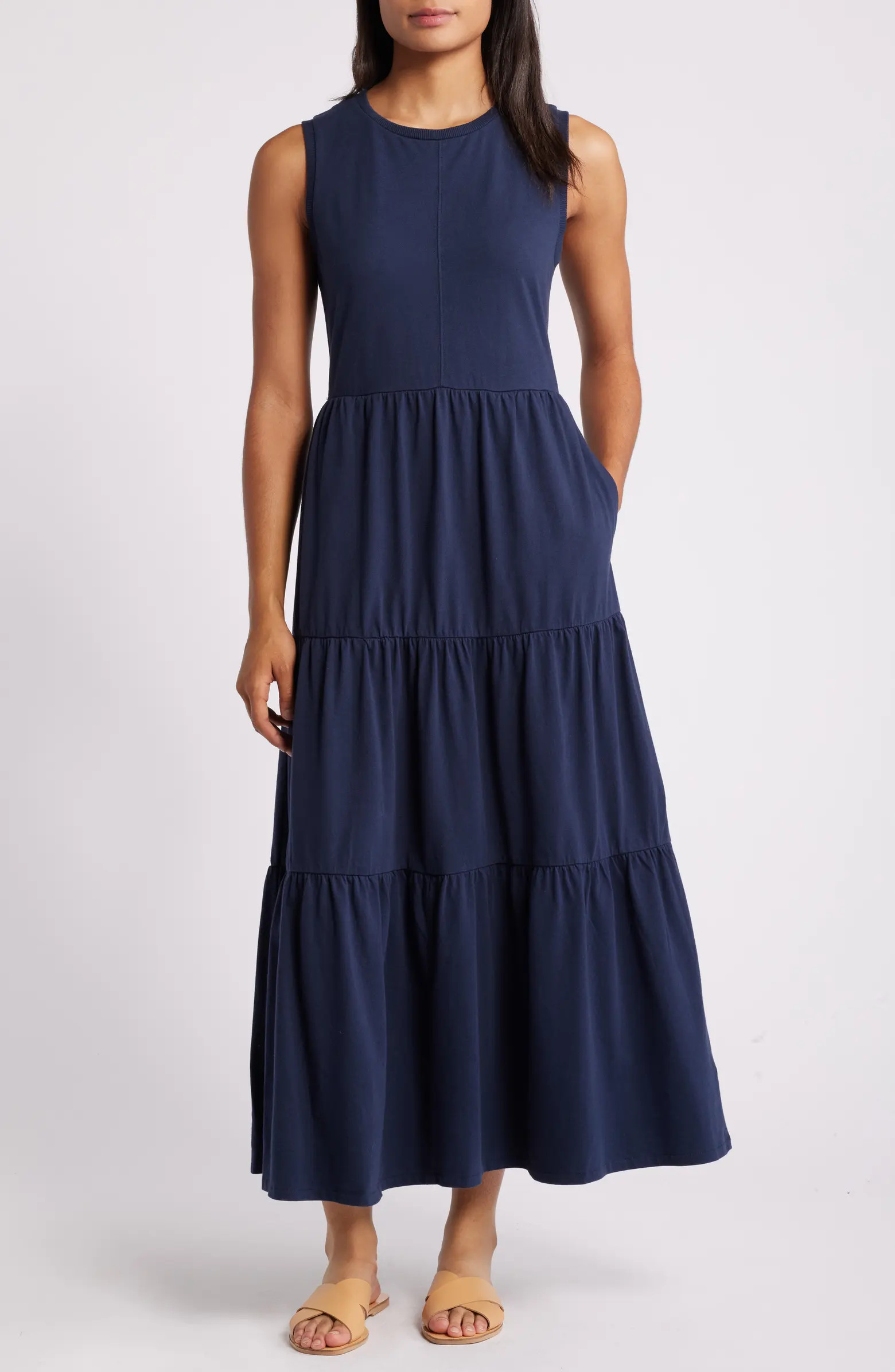 Sleeveless Tiered Organic Cotton Dress | Nordstrom