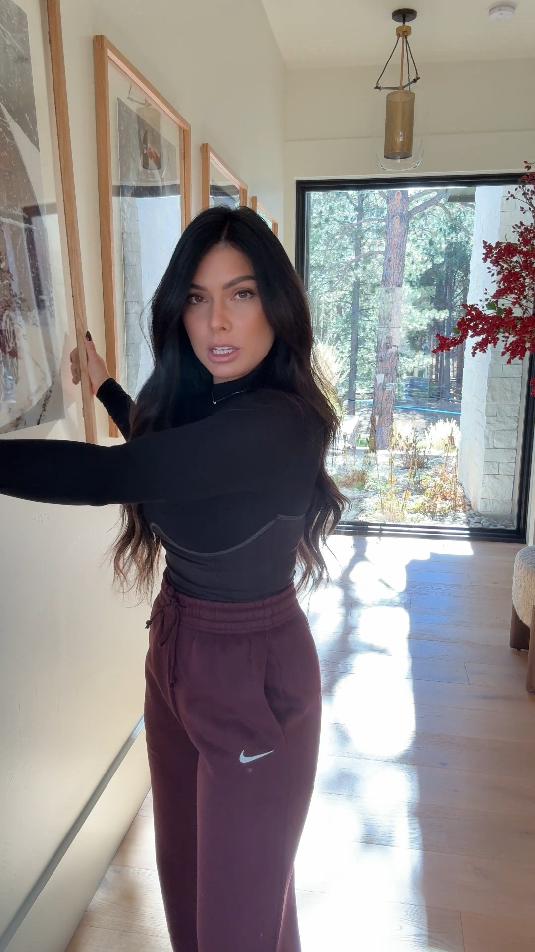 We use brad nails to hang the floating wood frames and they are super easy to take on and off the wall. I use heavy duty tape to keep the prints in place and measure to make sure they’re centered. Wearing my favorite high waisted sweats! 

#LTKStyleTip #LTKHoliday #LTKHome