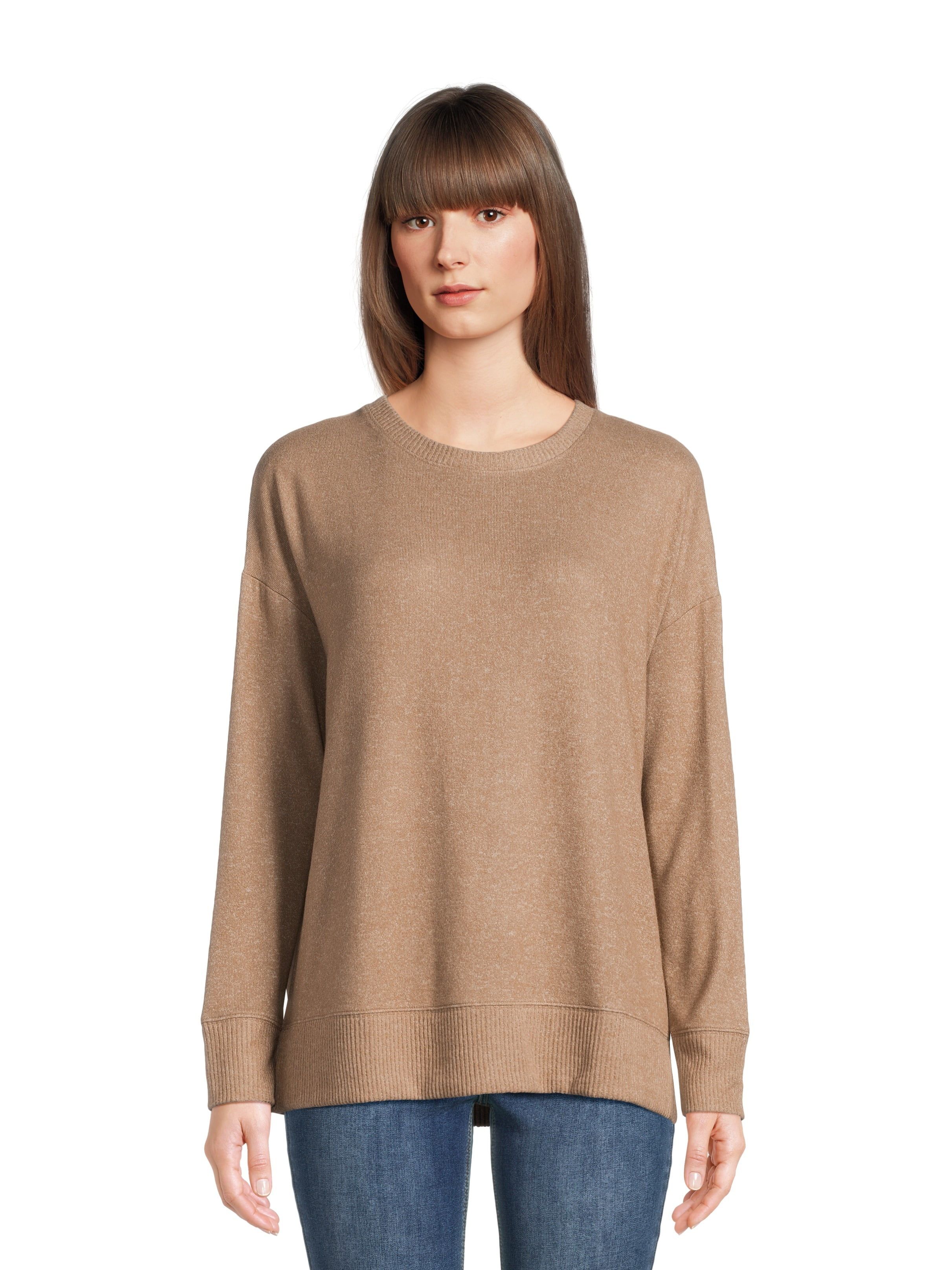 Time and Tru Women's Hacci Knit Pullover Sweatshirt with Long Sleeves, Sizes XS-XXXL | Walmart (US)