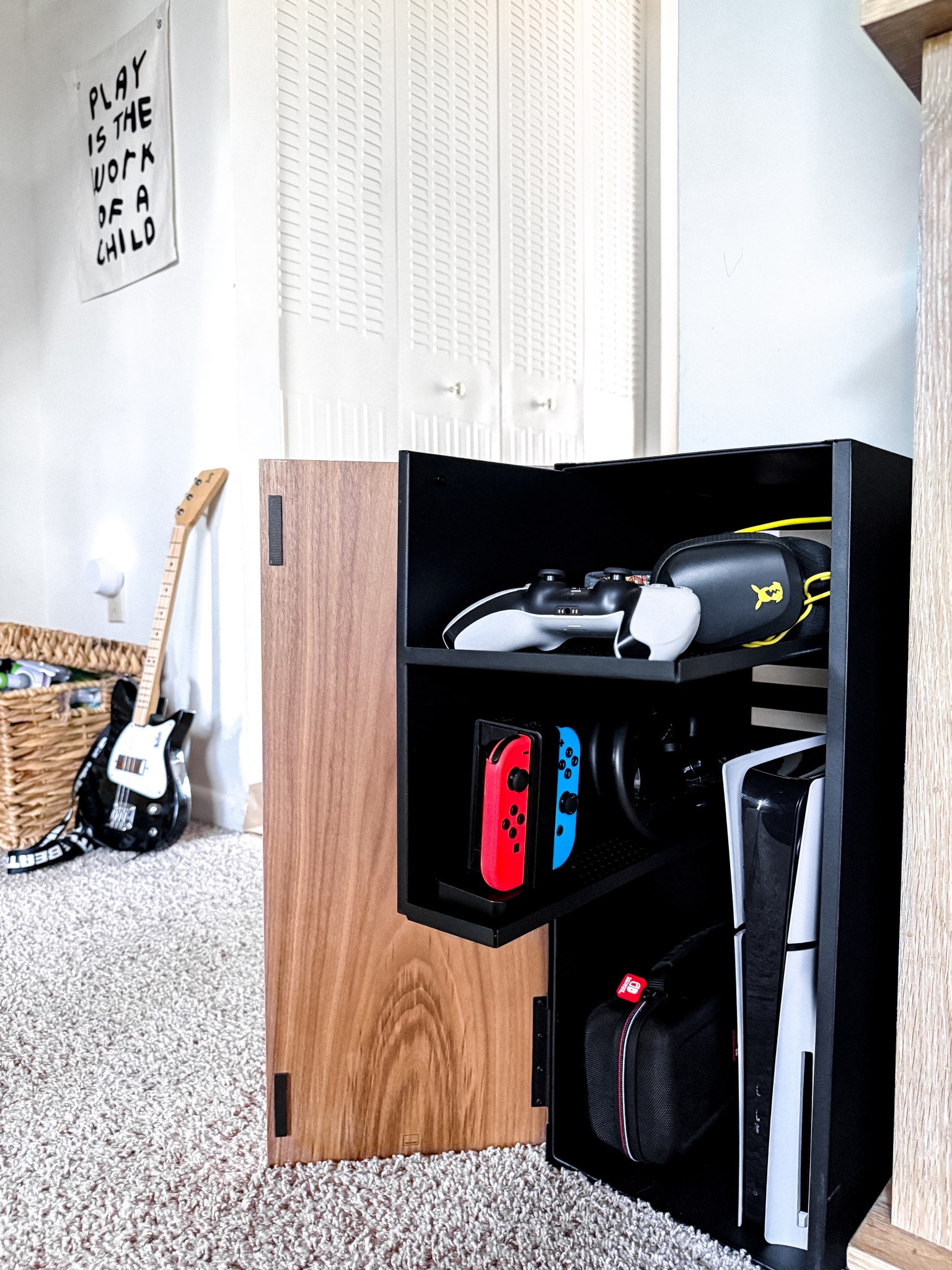 hidden gaming storage 🎮🪵 
#gamingsetup #videogame #playstation #ps5 #nintendoswitch 

#LTKHome #LTKFamily #LTKSaleAlert