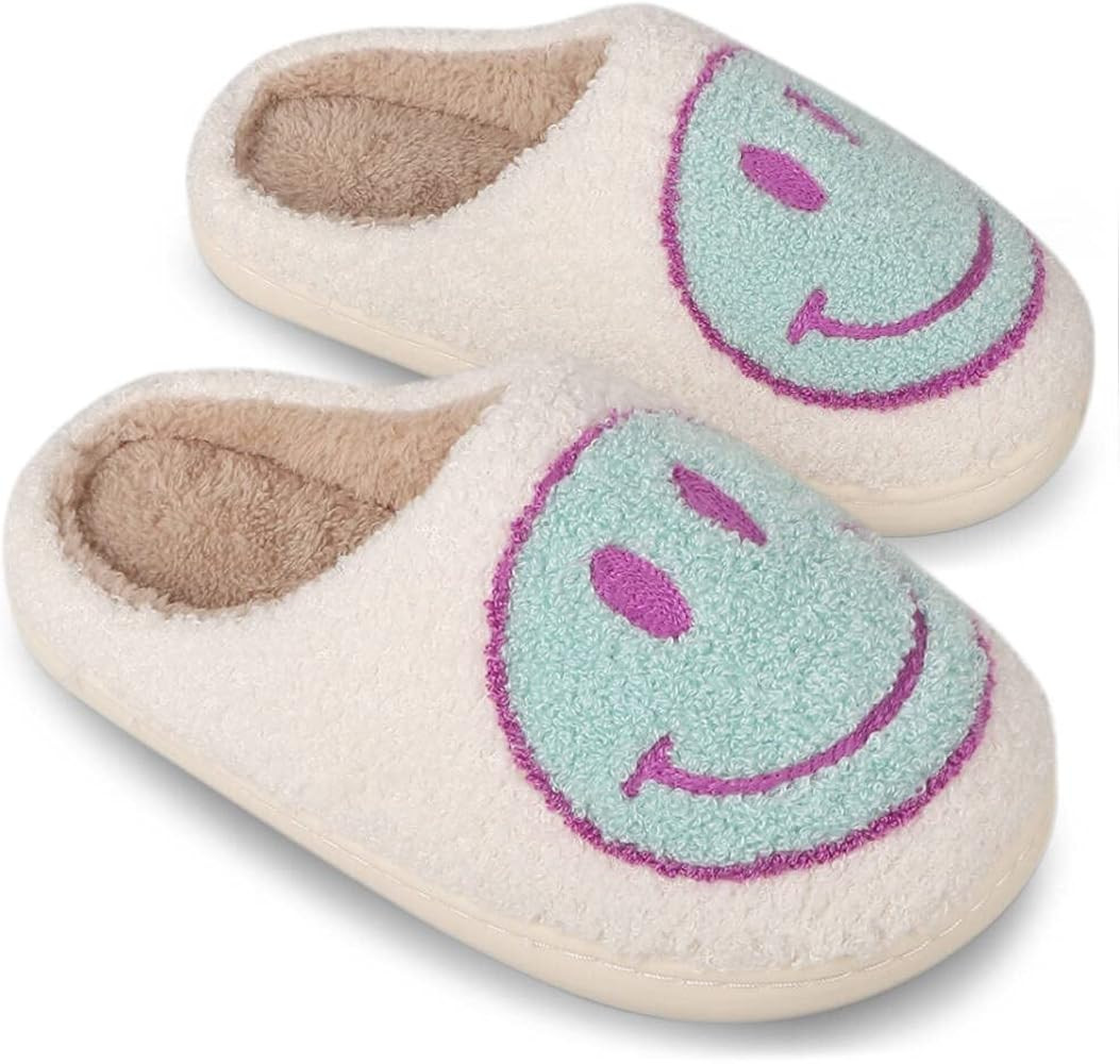 Smiley Face Slippers, Comfortable Indoor Outdoor Slippers, Retro Soft Plush Lightweight Home Slipper | Amazon (US)