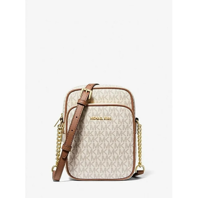 Michael Kors Women's Flight Logo Leather Crossbody Bag, Beige - Walmart.com | Walmart (US)