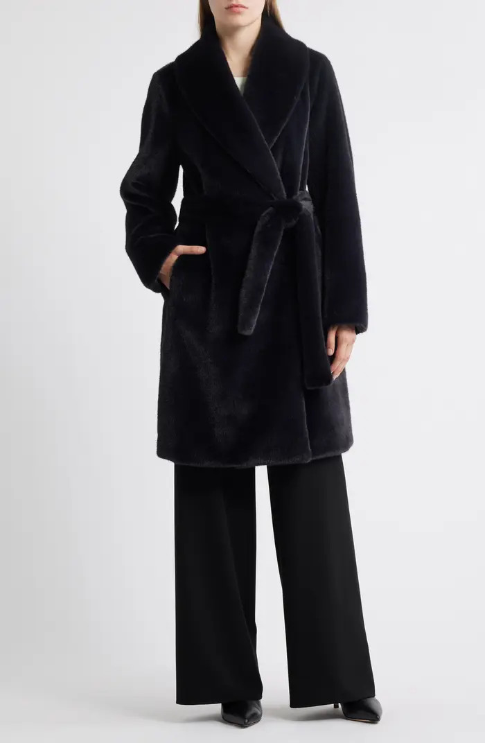 Faux Fur Belted Coat | Nordstrom