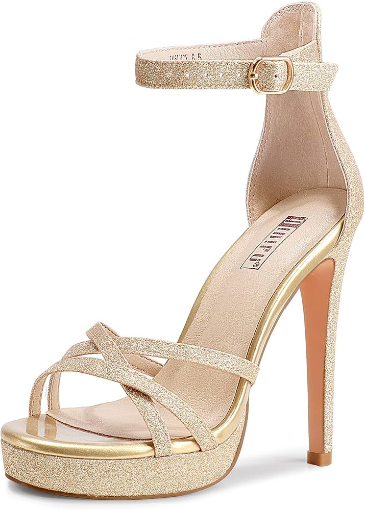IDIFU Women's Stiletto High Heel Sandals Platform Open Toe Ankle Strap Dress Shoes for Women Brid... | Amazon (US)