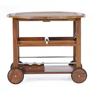 35.5 in. Wood Tillary Outdoor Aluminum Wood Drop Leaf Serving Cart Bar Cart Bar614-1 - The Home D... | The Home Depot