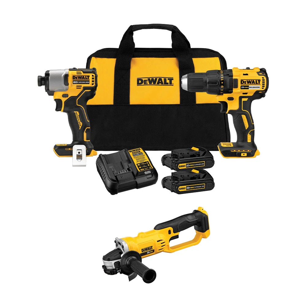 DEWALT 20V MAX Compact Brushless Drill/Driver And Impact Kit with 2 Batteries, Charger and Soft Bag plus 4.5-in 20-volt Max Trigger Switch Cordless | Lowe's