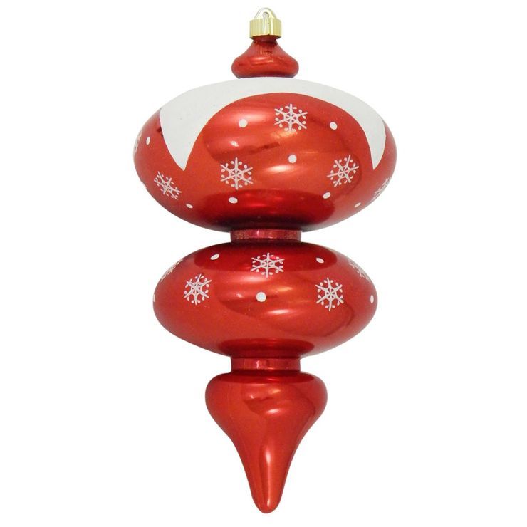 Christmas by Krebs Red and White Cascading Flakes Shatterproof Shiny Christmas Jumbo Finial Ornam... | Target