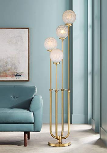 Mid Century Modern Glam Style Lamp Floor Standing Tree 4-Light LED Dimmable 68.5" Tall Warm Gold Gla | Amazon (US)
