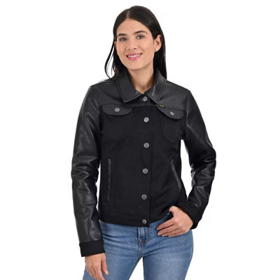 Wrangler Women's Dual Texture Trucker Jacket WRDO23115, X Large, Black | Target