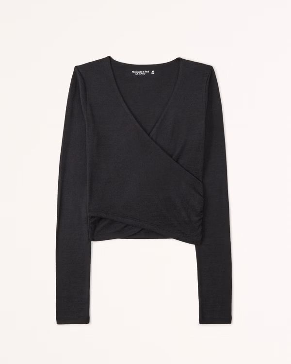 Long-Sleeve Cozy Wrap Top | Abercrombie & Fitch (US)