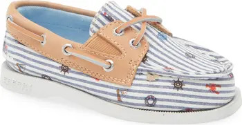Kids' Authentic 2-Eye Nautical Print Boat Shoe | Nordstrom