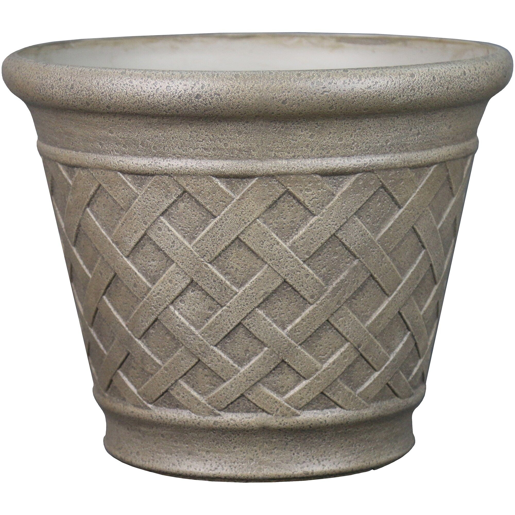 Style Selections 18.63-in x 15.98-in Sand Resin Planter with Drainage Holes | Lowe's