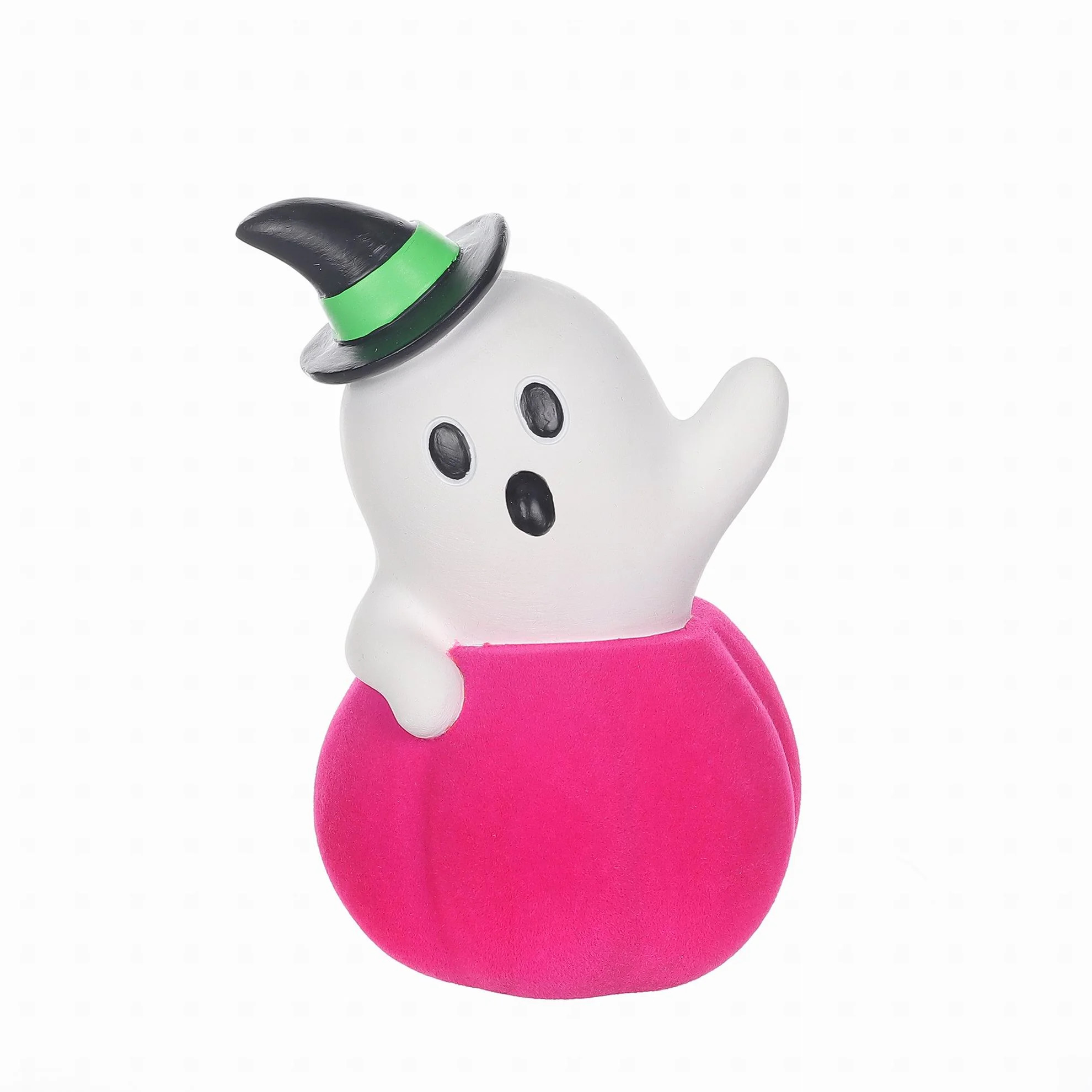 Halloween Flocked Resin Ghost & Pink Pumpkin Tabletop Decoration, 4.75 in H, by Way To Celebrate | Walmart (US)