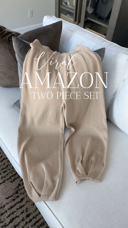 My best selling set but in a long sleeve for these transitional spring months. Perfect for spring break travel, weekend life and loungewear. This set gives luxe free people vibes with Amazon pricing 
The white is a small and the beige came in wrong and is definitely a medium.
Love with sandals but super cute with sneakers too
Shoes tts
#ltktravel #ltkover40


#LTKSeasonal #LTKVideo #LTKstyletip