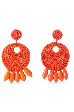 Kenneth Jay Lane Woman Gold-tone Beaded Earrings Coral Size - | The Outnet Global