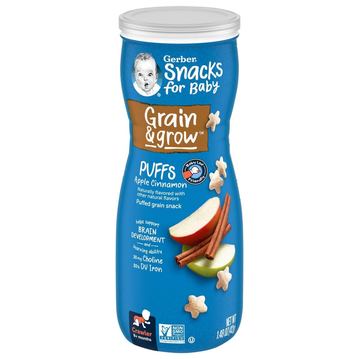 Gerber Puffs Apple Cinnamon Cereal Baby Snack - 1.48oz | Target