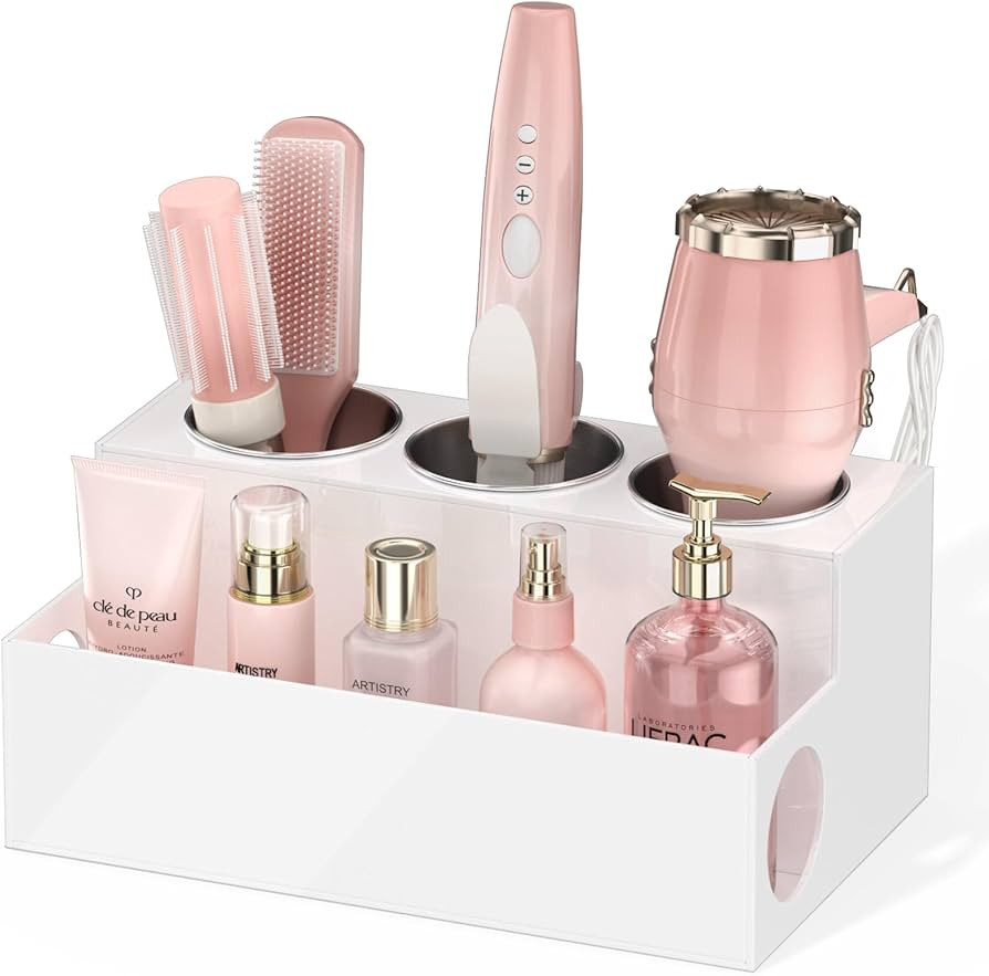 NIUBEE Acrylic Hair Styling Tool Organizer and Holder - Bathroom Countertop Storage for Blow Drye... | Amazon (US)