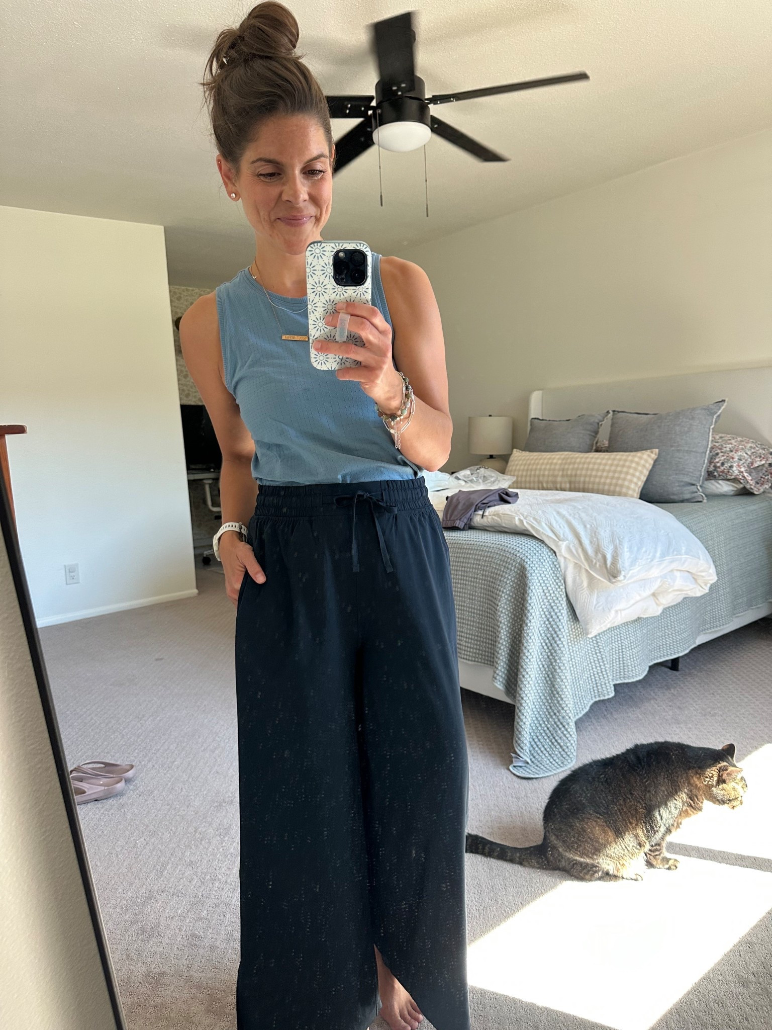 Obsessed with these pants! Have in two colors now and have worn them through pregnancy, post partum, and beyond! Fit TTS! 